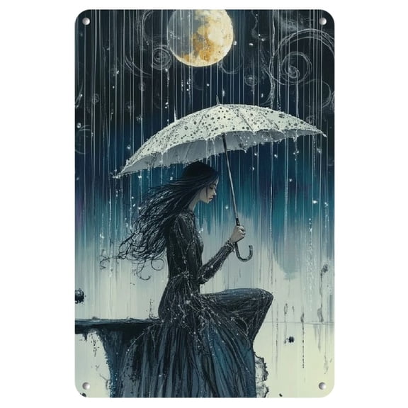 Enchanting Witch-Themed Vintage Metal Tin Sign, 8x12 Inch - Mystical Wall Art with Celestial Elements for Home, Living Room, Bedroom, Office, Cafe, and Bar Decor, Large Wall Decor