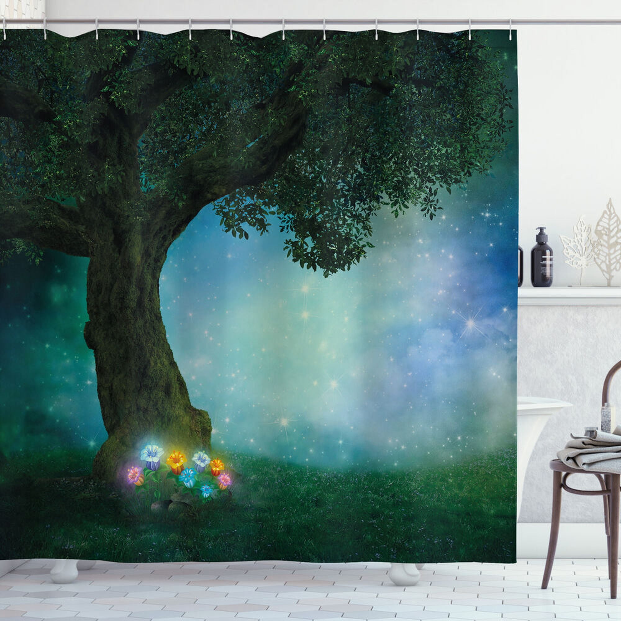 Enchanting Woodland Shower Curtain: Transform Your Bath into a Fairy 