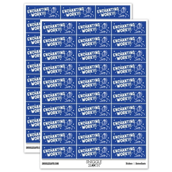 Enchanting Work Griffin Teacher Student School Sticker Set - Dark Blue - Gloss Finish - 1.75" Medium