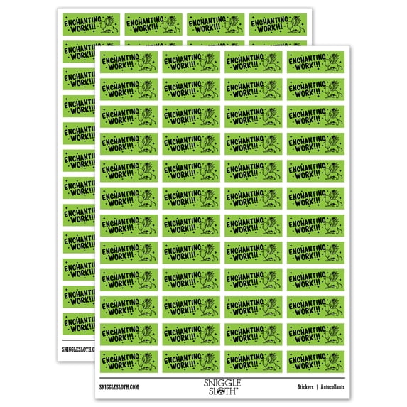 Enchanting Work Griffin Teacher Student School Sticker Set - Light Green - Gloss Finish - 1.25" Mini