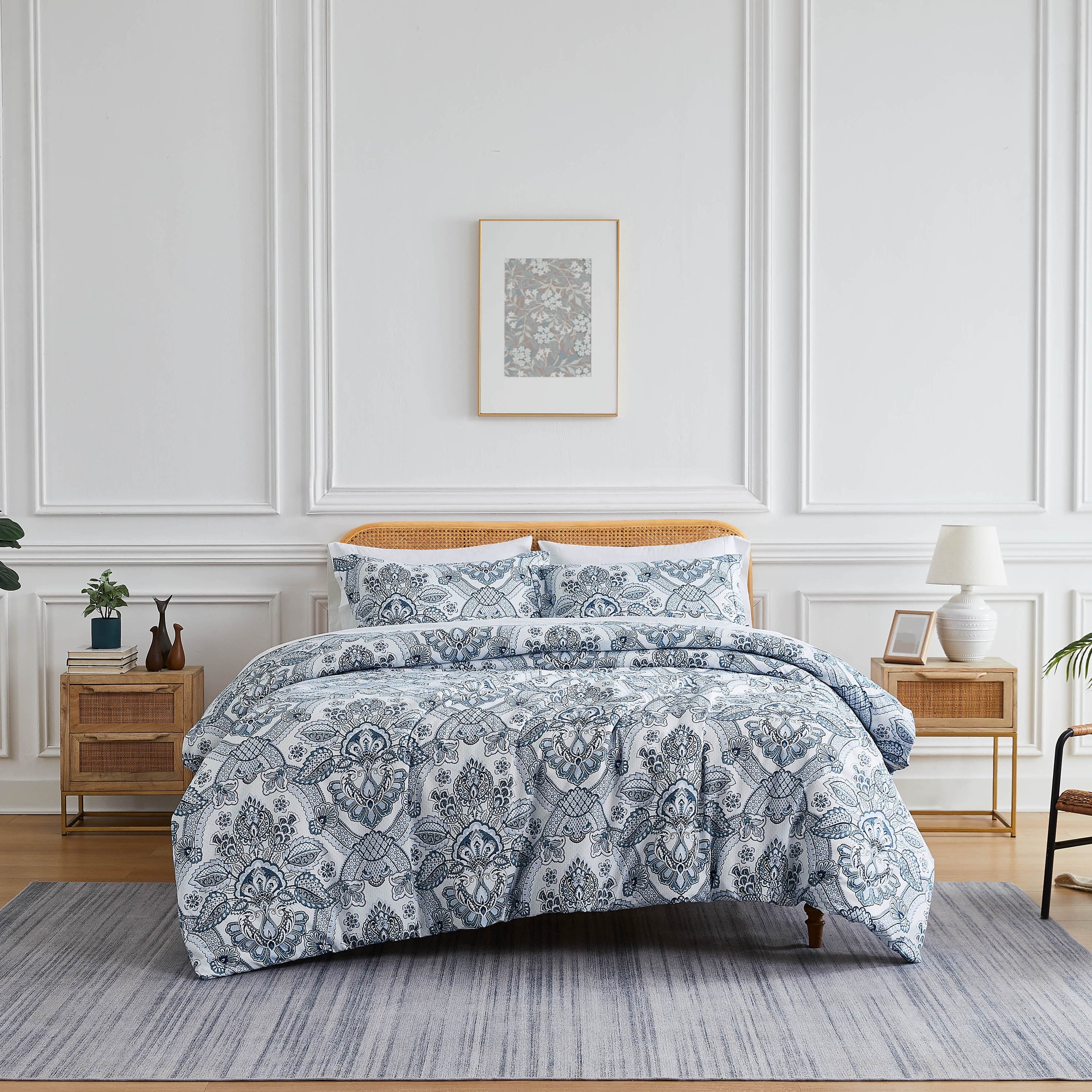 Enchantment Blue Twin Reversible Microfiber Quilt Set