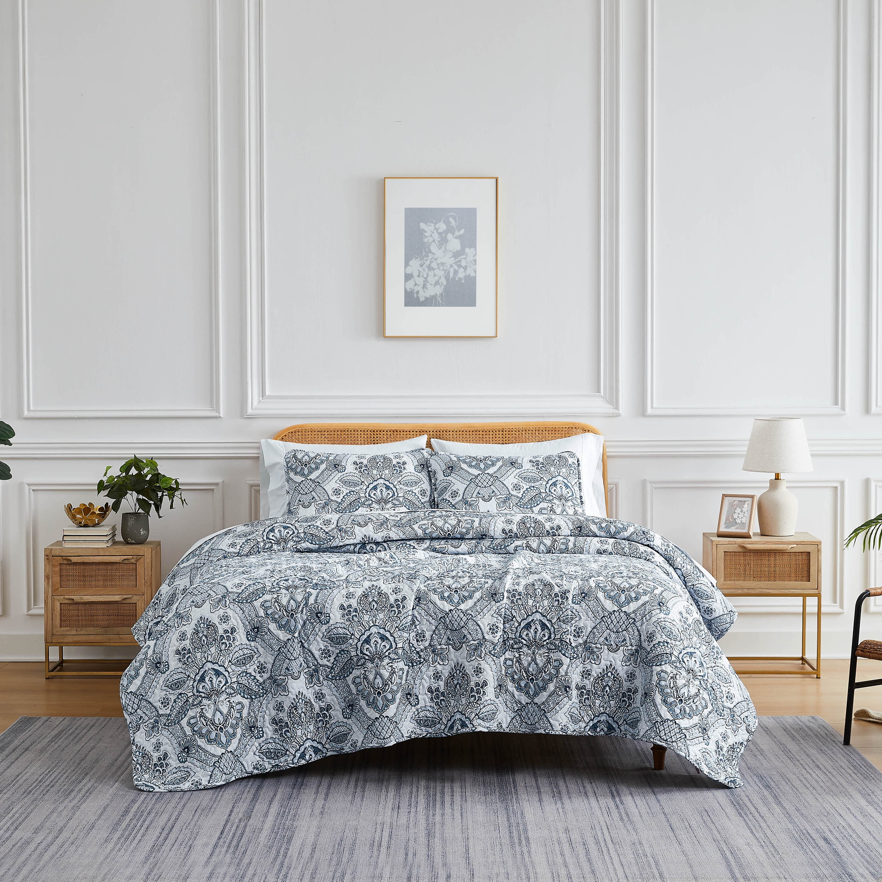 Enchantment Blue Twin Reversible Microfiber Quilt Set