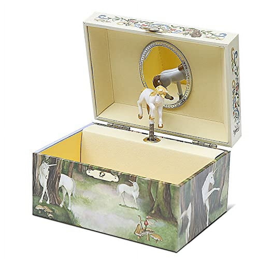ENCHANTMINTS Gentle Unicorn Jewelry Box Spins to "The Unicorn" Oval Mirror Treasure Storage