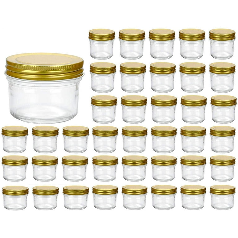 Encheng 4 oz Clear Hexagon Jars,Small Glass Jars With Lids(Black