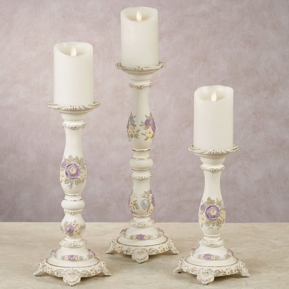 Enclaire Charming Floral Candleholders Ivory Set of 3
