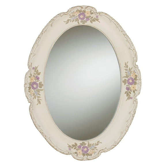 Enclaire Charming Floral Oval Wall Mirror Ivory