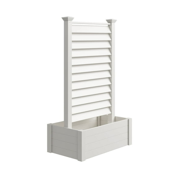 Enclo Privacy Screens 6ft H Outdoor Freestanding Privacy Fence Screen Panel w/ Planter Box for Deck, Yard, Pool, or Patio, Vinyl Raised Garden Bed for Plants or Flowers, Lexington EC18039 (1 Screen)