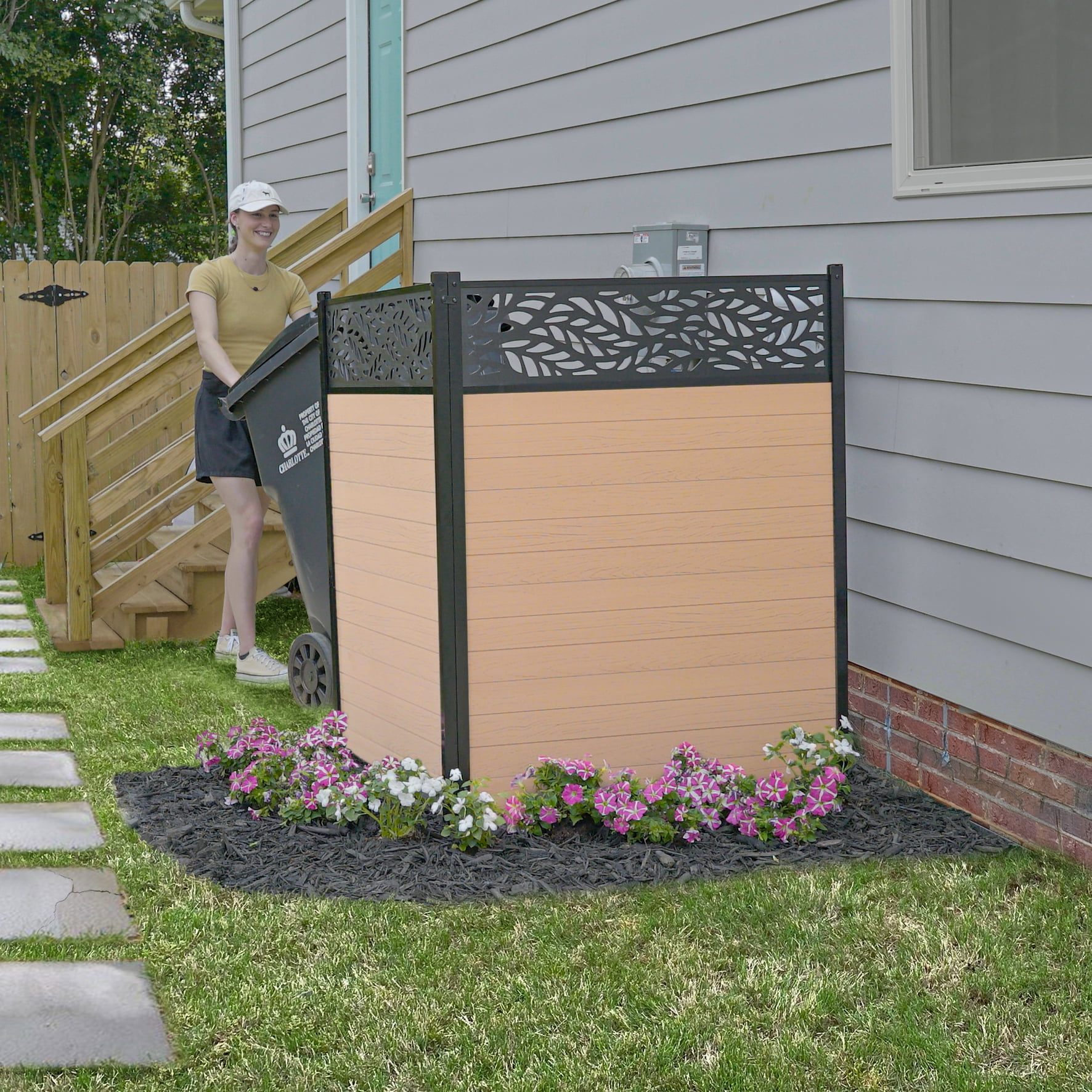 Nappa Cedar Color Vinyl Privacy Screen Kit with Laser Cut Design