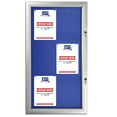 thumbnail image 1 of Enclosed Blue Felt with Cork Bulletin Board for Outdoor Use, 6x(8.5x11) Inch Paper Size, Lockable Silver Profile, Shatter Resistant Cover, Includes Keys Pins and Mounting Hardware, 1 of 4