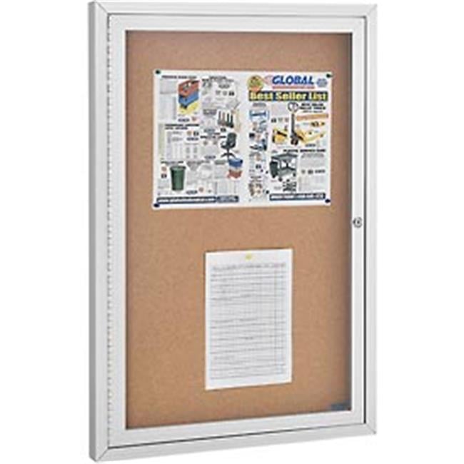 Enclosed Bulletin Board - Cork - Aluminum Frame - 24 x 36 in. - 1 Door, Natural