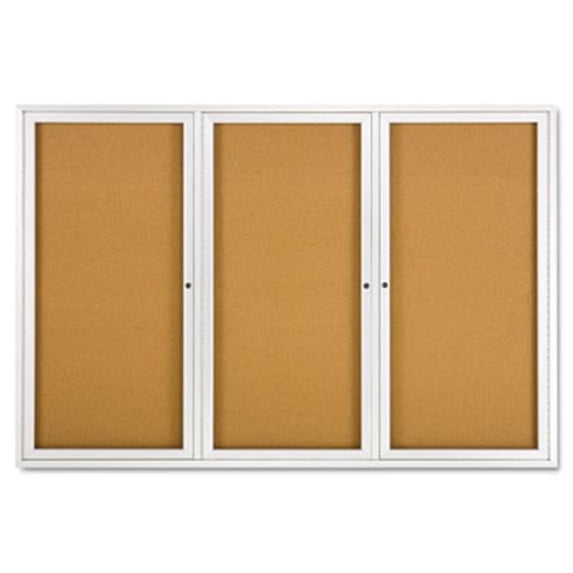 Enclosed Bulletin Board Natural Cork/Fiberboard 72 x 48 Aluminum Frame ...