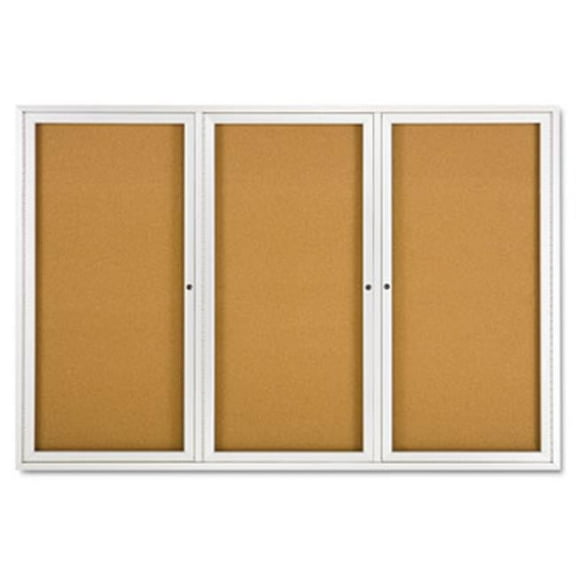 Enclosed Bulletin Board Natural Cork/Fiberboard 72 x 48 Aluminum Frame