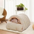 thumbnail image 1 of Enclosed Cat Bed, Removable Sleeping Bag, Fleece Lined Mat, Thick Warm Pet Bed for Small Dogs and Cats, Indoor Crate, Cozy Winter Sleeping Spot, Gray, by FAJHHA, 1 of 8