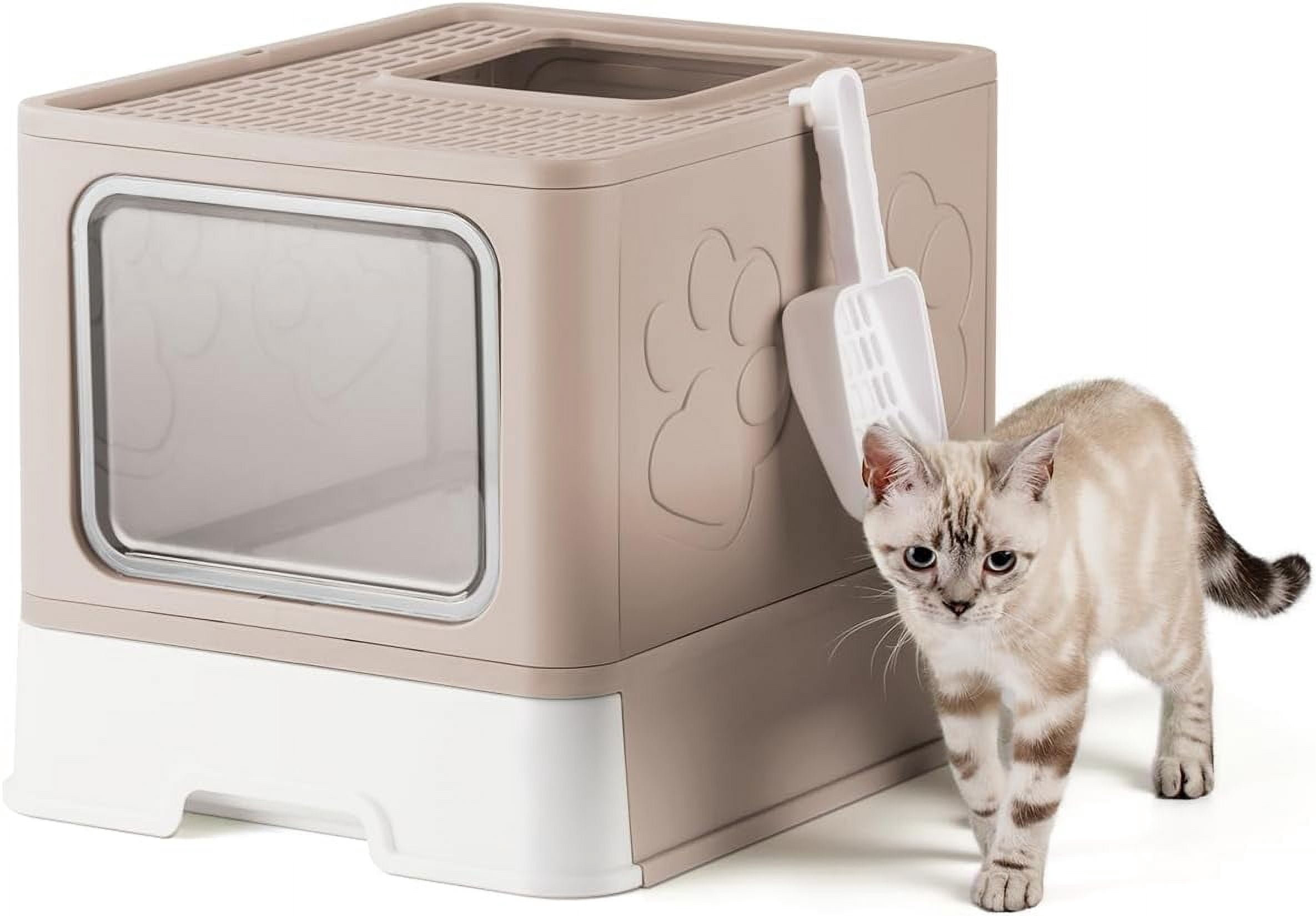 L&W BROS. Stainless Steel Cat Litter Box With Lid & Scoop - 19.7x13.7x9.5", Easy Clean, Odor Resistant For Large Cats