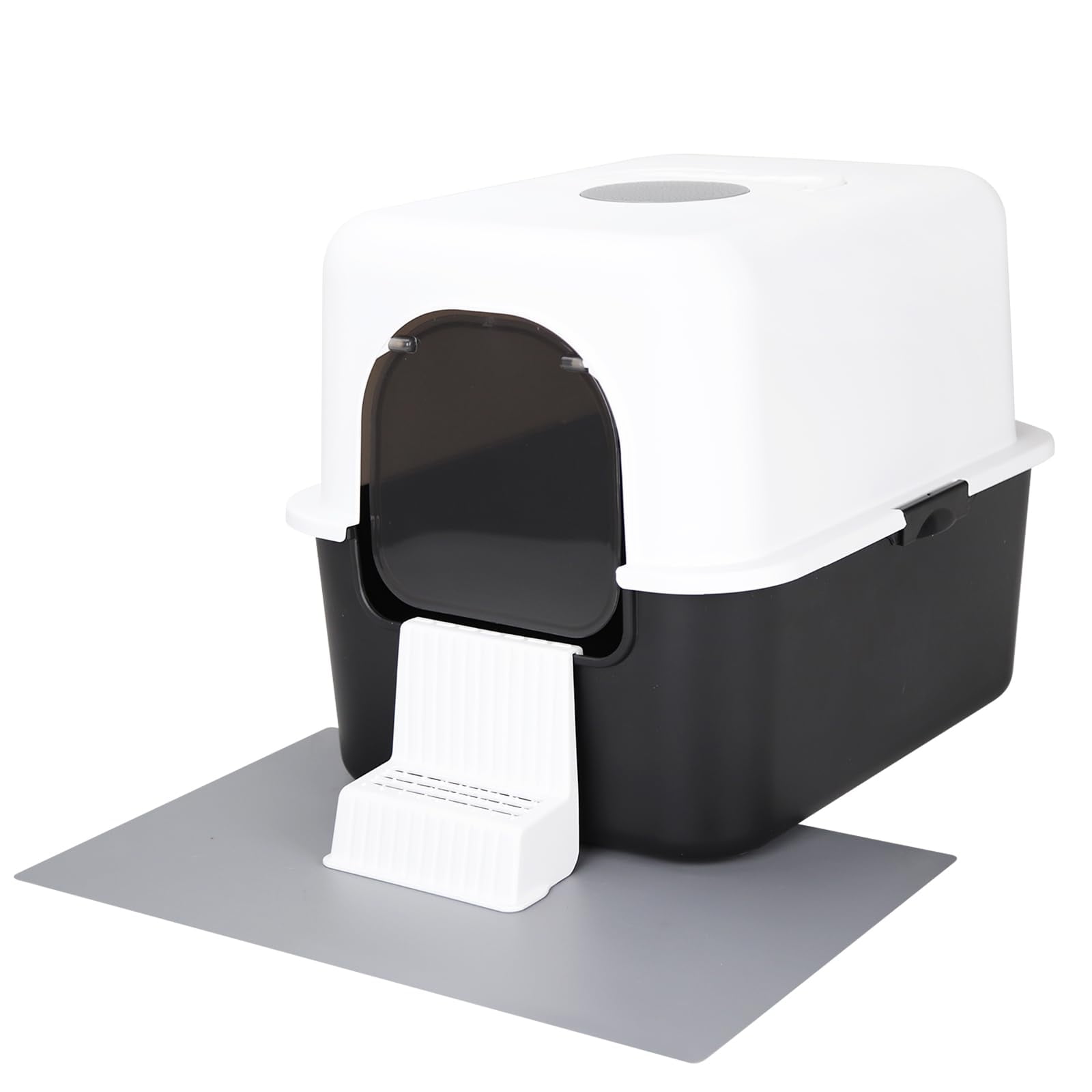 Enclosed Cat Litter Box with Lid, Splash-Proof and Leak-Proof Design, High Edge for Urine Control, Odor-Free, Easy to Clean and Install, Black Pedal Model
