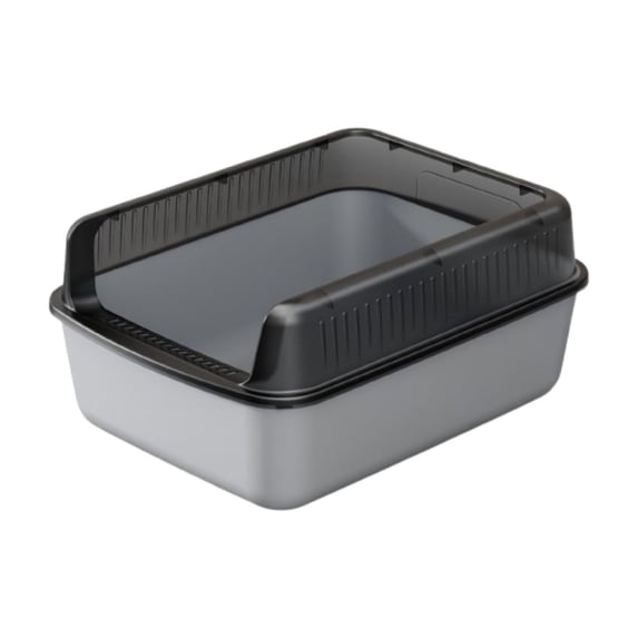 Enclosed Cat Litter Box | Top Entry, High Sides Odor Control | Black Plastic, 16"x12", Tall Walls Prevent Litter Scatter | Easy Clean Detachable Design | Spacious Interior, Air Circulation, Scoop