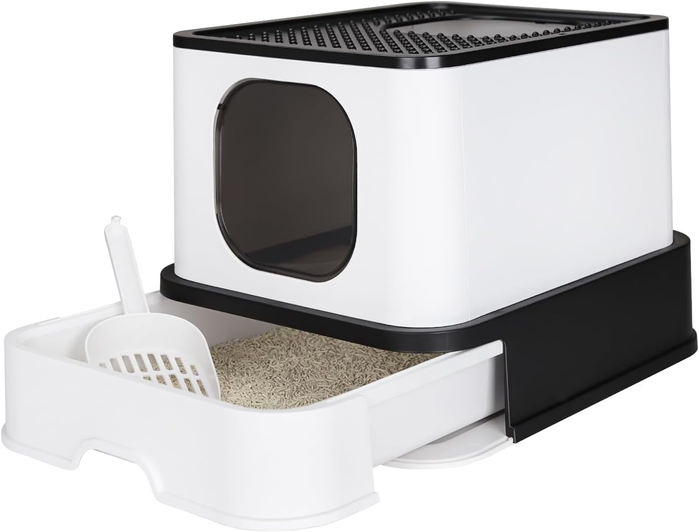 Enclosed Cat Litter Box with Lid, Large Foldable Litter Box with Litter