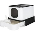 Enclosed Cat Litter Box with Lid, Large Foldable Litter Box with Litter