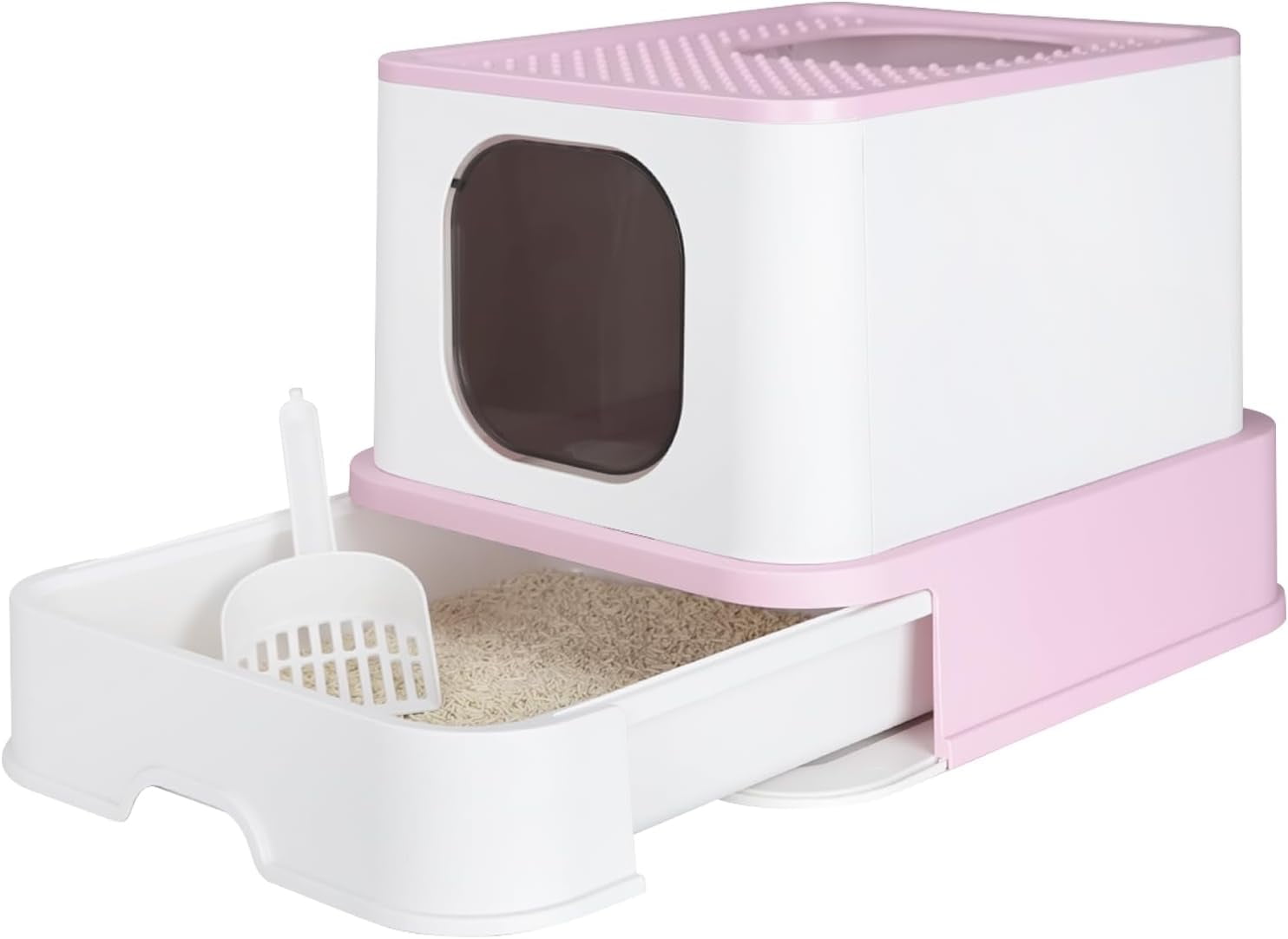 Enclosed Cat Litter Box with Lid, Large Foldable Litter Box with Litter