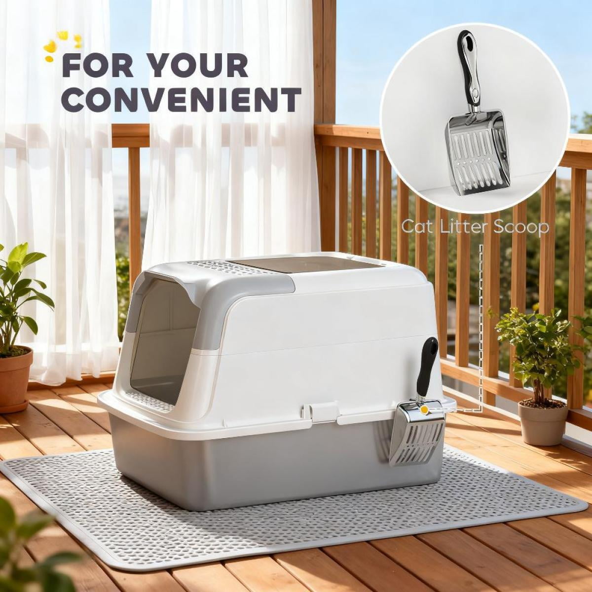 Enclosed Cat Litter Box with Scoop & Deodorizer Bag – Privacy Enclosed Litter Box for Cats Includes Cleaning Scoop and Odor-Control Bag