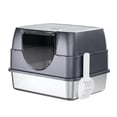 thumbnail image 1 of Enclosed Cat Litter Box with Scoop, Side Entry Cat Litterbox for Kitty & Multi-Cat, Anti-Leakage, Non-Sticky (Gray), 1 of 9