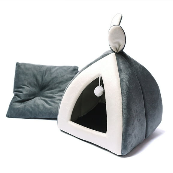 Enclosed Cave Pet Bed for Cats and Small Dogs, Warm Cozy Indoor Outdoor Tent with Removable Cushion, Breathable Portable House for Napping, Travel and Recovery