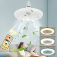 thumbnail image 1 of Enclosed Ceiling Fan with LED Light, Remote Control, Dimmable, E26 Screw Bulb Base, 10" Light/ 5" Fan, AC 120V 30W, Small Socket Fan Light for Pantry/Closet/Kitchen/Bathroom/Laundry Room,, 1 of 9