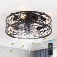 thumbnail image 1 of Enclosed Ceiling Fan with Light 18 Inch Low Profile Caged Fan for Bedroom with Remote 6-Speed Timer, 1 of 7
