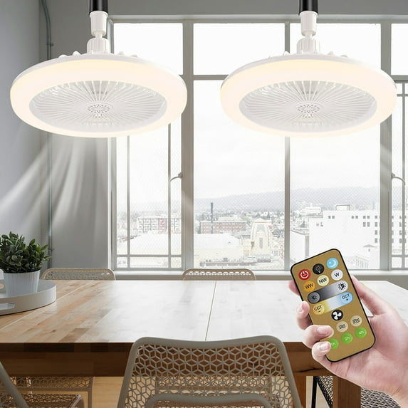 Enclosed Ceiling Fans with Lights and Remote, 10 Inch Mini Bladeless Ceiling Fan with Light, Family Summer Gift, for Kitchen,Bathroom,Garage,Pantry,Tool Room,Store Room,Closet,Laundry Room (Grey)