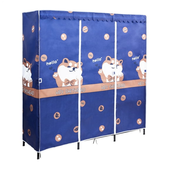 Enclosed Curtain Armoires, Portable Wardrobe Closet Rack, 1984.1Lbs Heavy Duty Load Capacity for Clothing Storage (Blue)