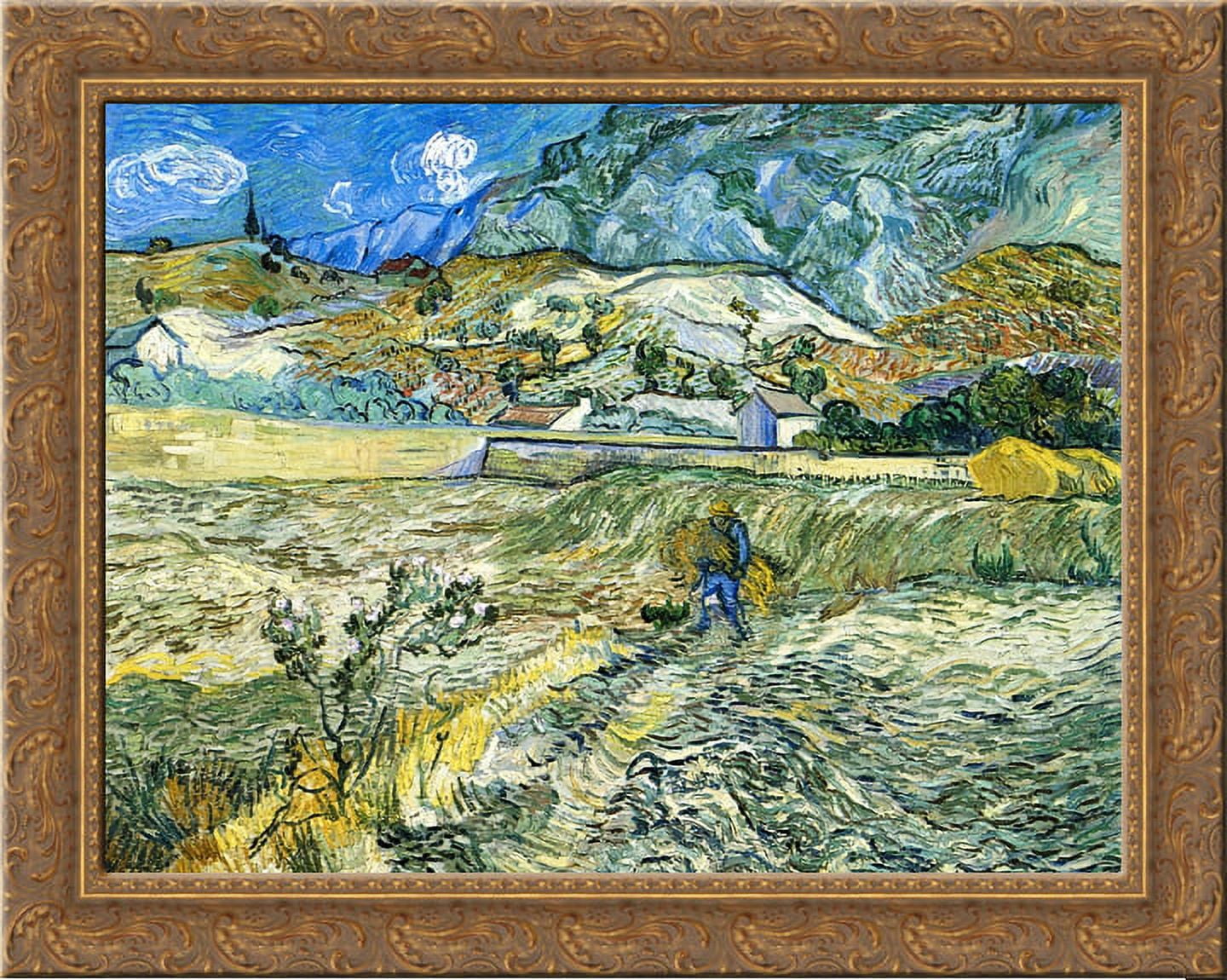 Enclosed Field with Peasant 24x20 Gold Ornate Wood Framed Canvas Art by ...