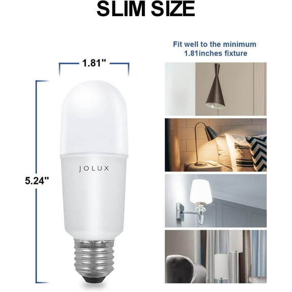 Enclosed Fixture LED Stick Bulbs, 100W Equivalent (14W), 5000K Daylight 1500LM, Slim 1.81in E26 Base, Non-Dimmable, ETL Certified,Heat-Resistant, 6 Count (Pack of 1)