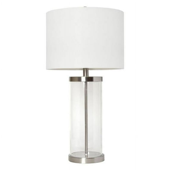 Enclosed Glass Table Lamp, Brushed Nickel