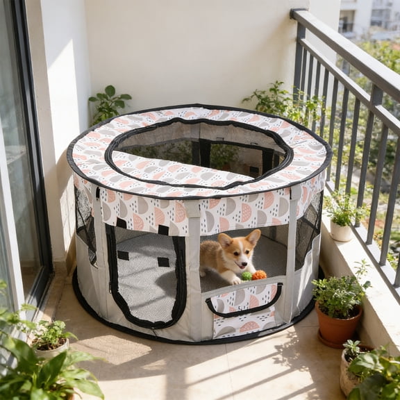 Enclosed Pet Bed Foldable Mosquito Proof Tent, Breathable Summer Birthing Room for Indoor and Outdoor Pet Sleeping Area