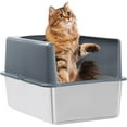 Enclosed Stainless Steel Cat Litter Box, Litter Box with Lid, High