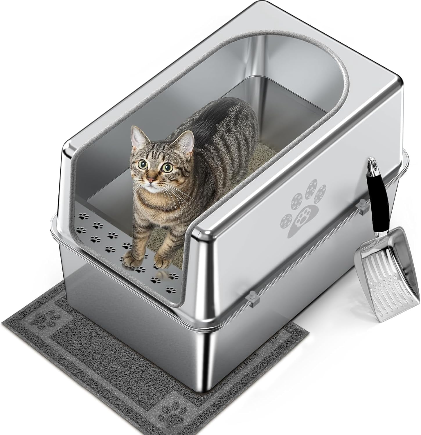 Photo inspiration: Gallery Detail: Enclosed Stainless Steel Cat Litter Box With Lid Metal Litter