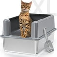 Enclosed Stainless Steel Cat Litter Box with Lid, Odorless XL Metal