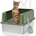 Enclosed Stainless Steel Cat Litter Box with High Side, XL Large Litter
