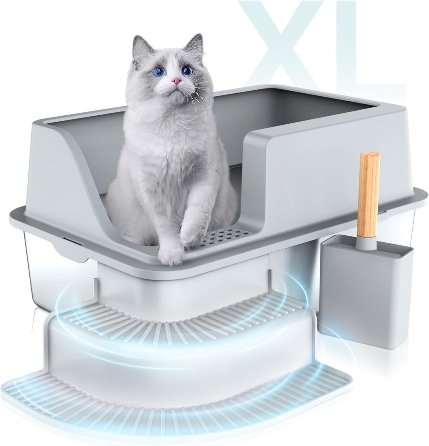 Enclosed Stainless Steel Litter Box with Lid, XL Extra Large Stainless