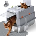 thumbnail image 1 of Enclosed Stainless Steel Litter Box, XL Covered MetalPan Includes Mat Scoop, 1 of 7