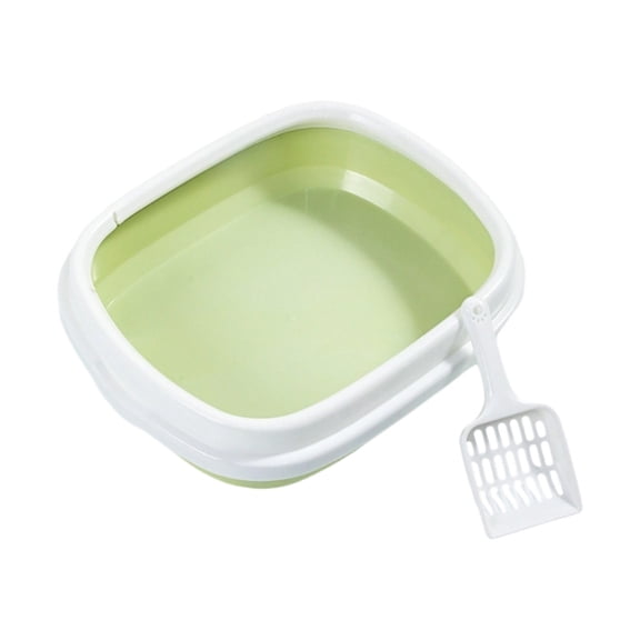 Yiran Semi Enclosed Splash Proof Oval Cat Litter Box, Green