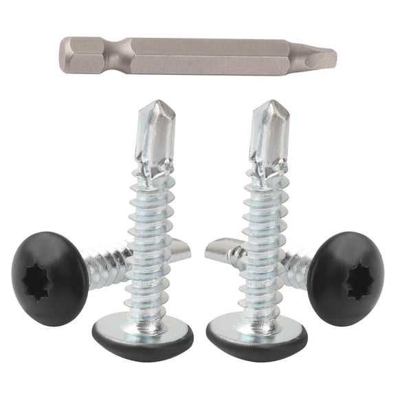 Enclosed Trailer Screws Self Tapping Black - 100 Pack#10 x1 Inch Self Drilling Sheet Metal Screws/w SQ #2 Head Bit for Enclosed Cargo Trailer Repair Screws, Universal RV Fasteners