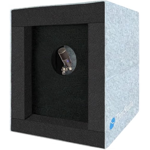 Enclosed Vocal Booth, Portable Microphone Isolation Shield, Foldable Reflection Filter with Acoustic Foam & Panels, Recording Sound Box Home Studio Equipment for Podcast Music Voice Over$$Music