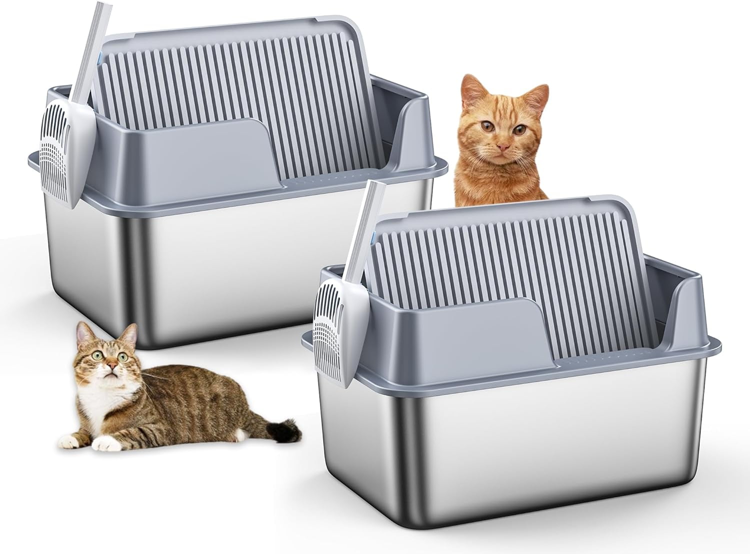 Enclosed stainless steel cat litter box, 11inch (about 27.9cm) superb