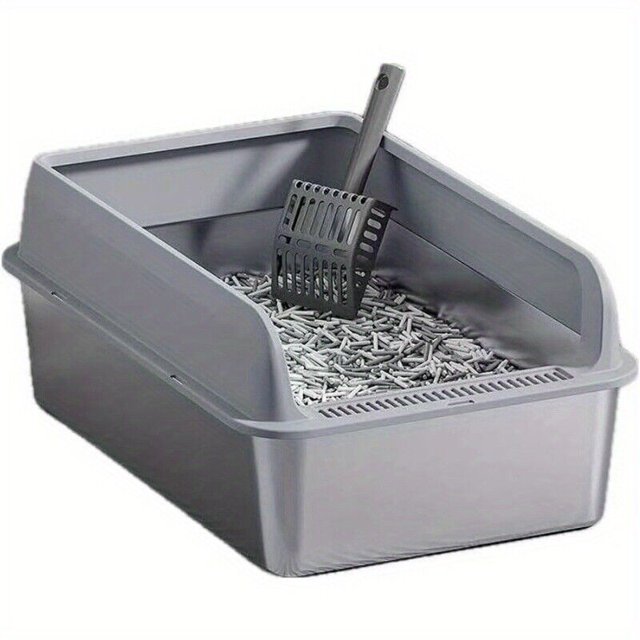 Enclosure Stainless Steel Cat Litter Box with Lid Removable Large Cat