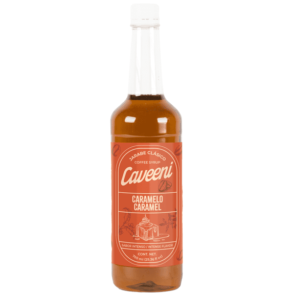 Enco Caveeni Caramel Flavored Coffee Syrup, Dairy-Free, 25.4 oz Bottle