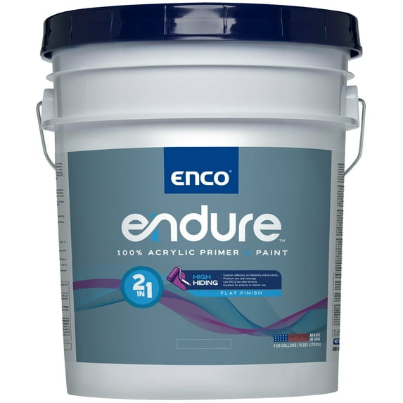 Enco Endure 2 In 1 Flat White & Pastel Base, 5 Gallon