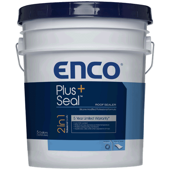 Enco Plus Seal 2-in-1 Elastomeric Roof Sealer and Primer, 5 Gallons