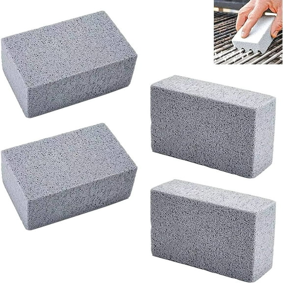 Encoli Grill Cleaning Brick Block, Pumice Stone for Removing BBQ Grills, Racks, Flat Top Cookers, Pool, Toilet Cleaner (Grey 4 Pack)
