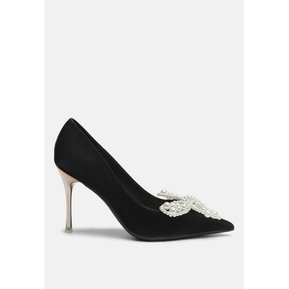 Encon Pearl Embellished Micro Suede Pumps
